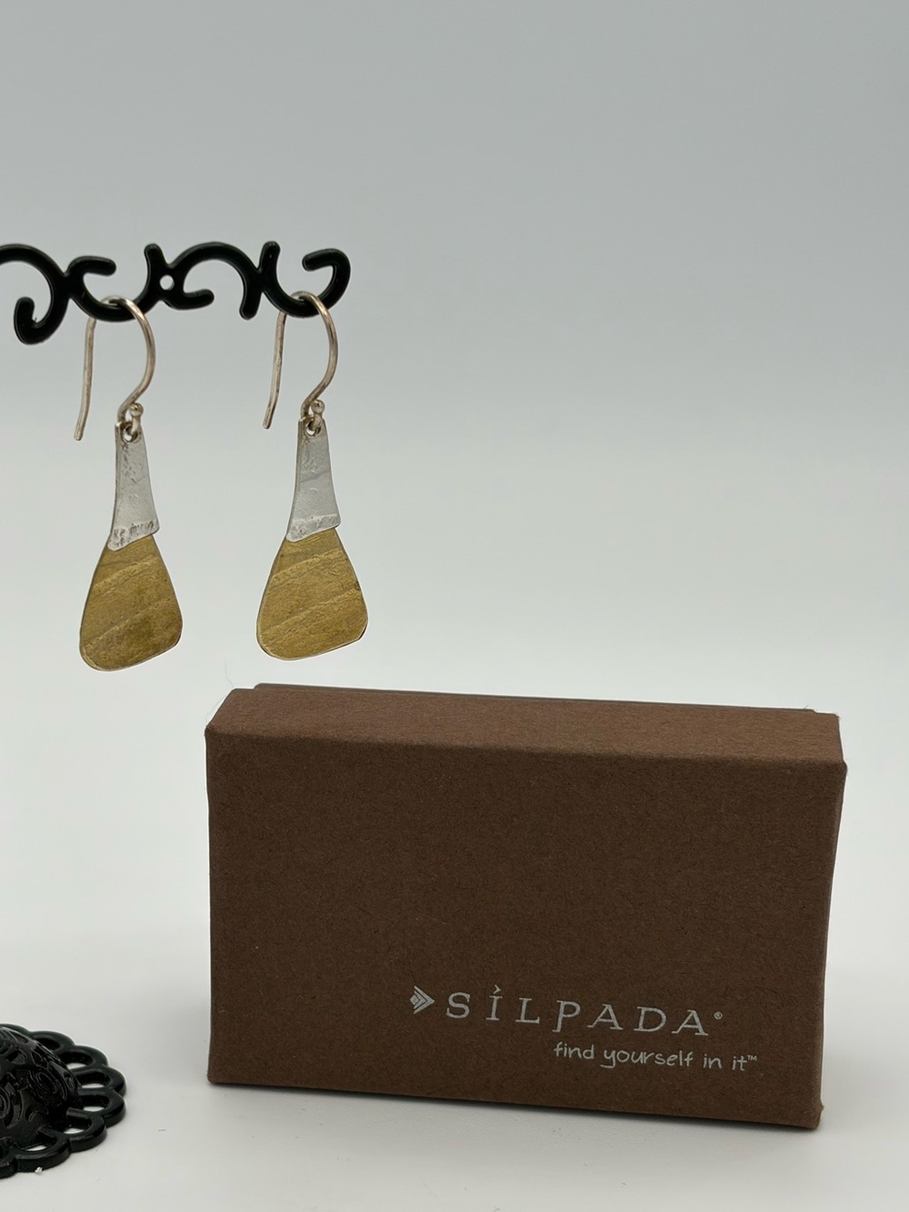 Silpada Earrings Two-Tone Brass Silver Teardrop Earrings No box Fall Classic